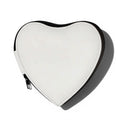 Heart-shaped white tweezer pouch with a black zipper on a white background