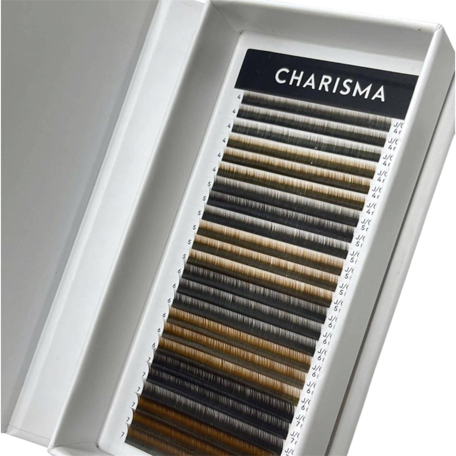ICONIC bottom lash and brow extension tray, J curl mix 4-7 mm, brown