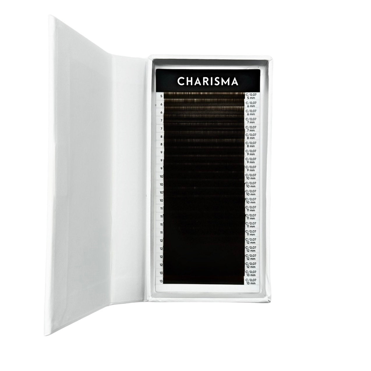 Dark chocolate brown lash extension tray, 24 lines, CHARISMA ICONIC