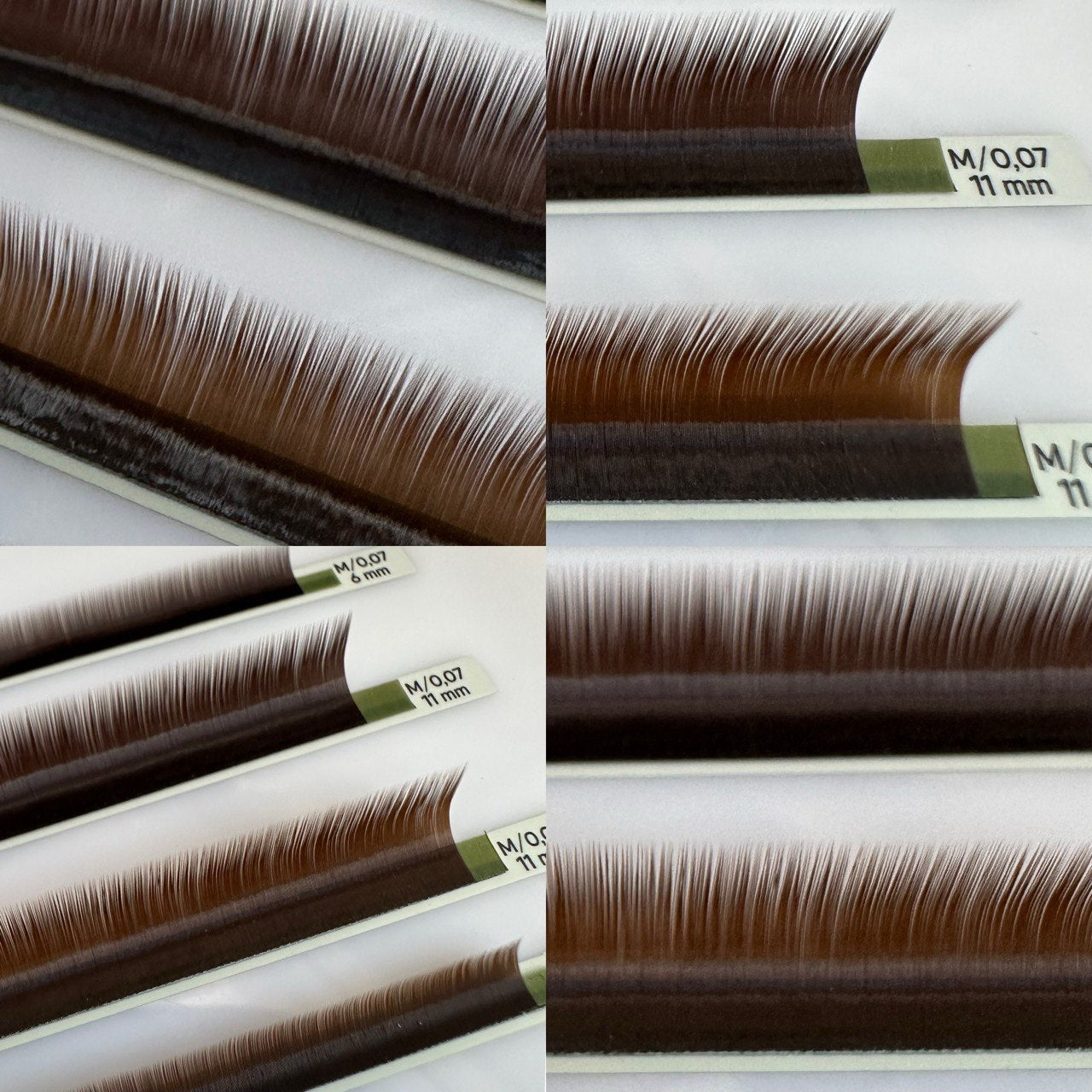 Dark chocolate brown lash extensions close up, ICONIC