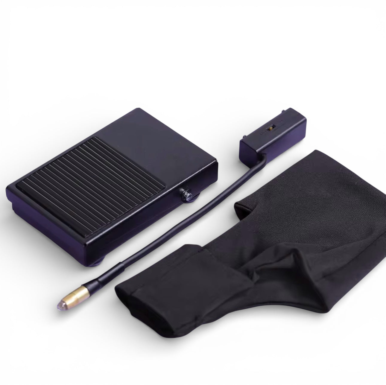 UV LED curing lamp worn on a glove for lash extensions, with wireless pedal